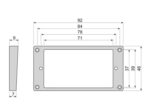 HFS7090BK Boston  humbucker frame, flat bottom slanted top, 7 to 9mm height, black