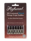 HG112-NIR Highwood  contoured vintage S-style bridge saddles 11,20mm string spacing, nickel RELICED, set of 6