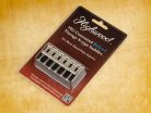 HG112-NIR Highwood  contoured vintage S-style bridge saddles 11,20mm string spacing, nickel RELICED, set of 6