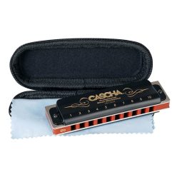   Cascha HH 2222 Armonică Profesională Blues în Si bemol – diatonică cu 10 orificii, lamele din alamă, cu toc moale și lavetă de curățare