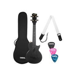   HH 2258 Cascha  carbon fiber concert ukelele with softcase, strap and 3 picks, black