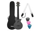 HH 2258E Cascha  carbon fiber concert ukelele with pickup system, softcase, strap and 3 picks, black