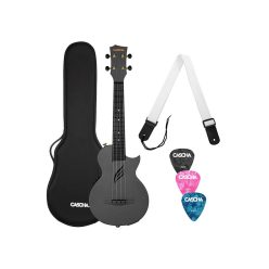   HH 2258E Cascha  carbon fiber concert ukelele with pickup system, softcase, strap and 3 picks, black