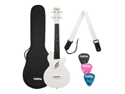 HH 2286 Cascha  carbon fiber concert ukelele with softcase, strap and 3 picks, white