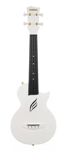 HH 2286 Cascha  carbon fiber concert ukelele with softcase, strap and 3 picks, white