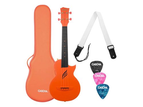 HH 2289 Cascha  carbon fiber concert ukelele with softcase, strap and 3 picks, orange