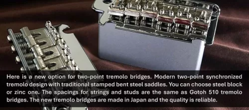 HK-02CS Hosco Japan  two-point synchronized tremolo bridge, stamped steel saddles, zinc block, chrome