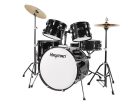 HM-100-BK Hayman Start Series 5-piece drum kit, black single braced stands, drum throne, cymbals & sticks, black