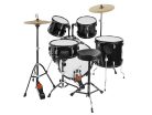 HM-100-BK Hayman Start Series 5-piece drum kit, black single braced stands, drum throne, cymbals & sticks, black