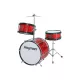 Hayman HM-30-MR Set de Tobe Mini Junior 3 Piese – Roșu Metalizat, 12" tobă mare, 8" tom, 8" tobă mică, cu cineal, pedale și bețe