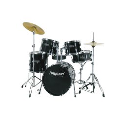   HM-325-BK Hayman Pro Series 5-piece jazz drum kit, double braced stands, drum throne and cymbals included, black