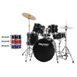   HM-350-BK Hayman Pro Series 5-piece fusion drum kit, double braced stands, drum throne and cymbals included, black