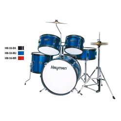   Hayman HM-50-BK Set Tobă Junior 5 Piese – Negru, 16" tobă mare, 12" tom de podea, 10"/8" tomuri, 10" tobă mică, cu cinele și scăunel incluse