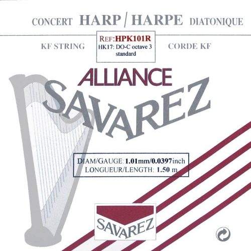 HPK-101-R Savarez Alliance small or concert harp string, plain KF, 1,01mm, length: 1,50 meter, red