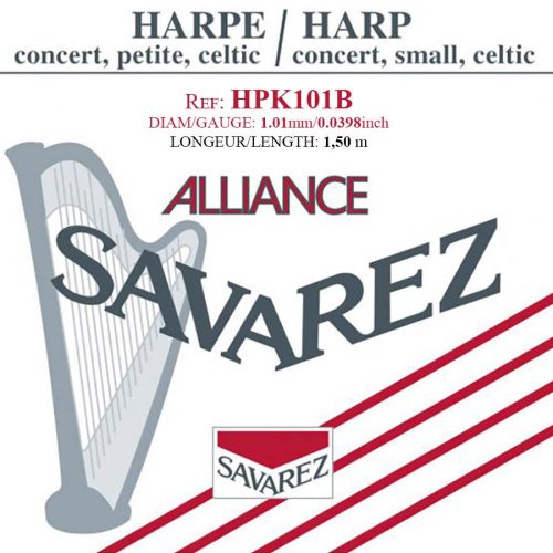 HPK-101B Savarez Alliance small or concert harp string, plain KF, 1,01mm, length: 1,50 meter, black