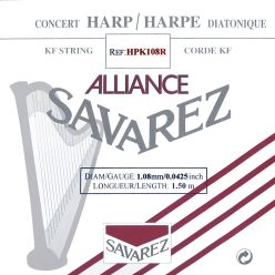   HPK-108R Savarez Alliance small or concert harp string, plain KF, 1,08mm, length: 1,50 meter, red