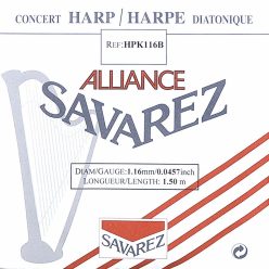   HPK-116B Savarez Alliance small or concert harp string, plain KF, 1,16mm, length: 1,50 meter, black