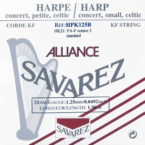 HPK-125-B Savarez Alliance small or concert harp string, plain KF, 1,25mm, length: 1,50 meter, black