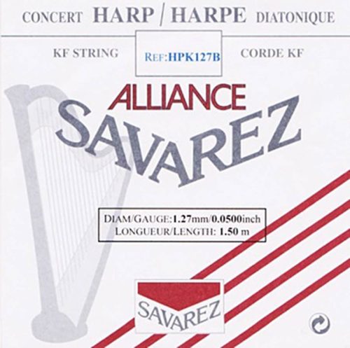 HPK-127B Savarez Alliance small or concert harp string, plain KF, 1,27mm, length: 1,50 meter, black