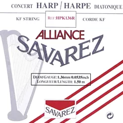   HPK-136R Savarez Alliance small or concert harp string, plain KF, 1,36mm, length: 1,50 meter, red