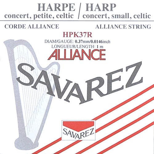 HPK-37R Savarez Alliance small or concert harp string, plain KF, 0,37mm, length: 1 meter, red