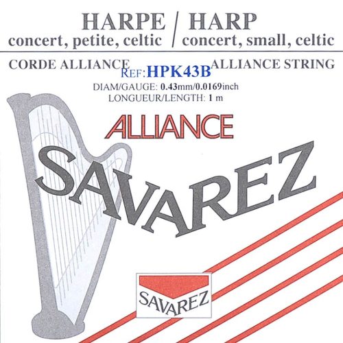 HPK-43B Savarez Alliance small or concert harp string, plain KF, 0,43mm, length: 1 meter, black