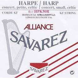   HPK-50R Savarez Alliance small or concert harp string, plain KF, 0,50mm, length: 1 meter, red