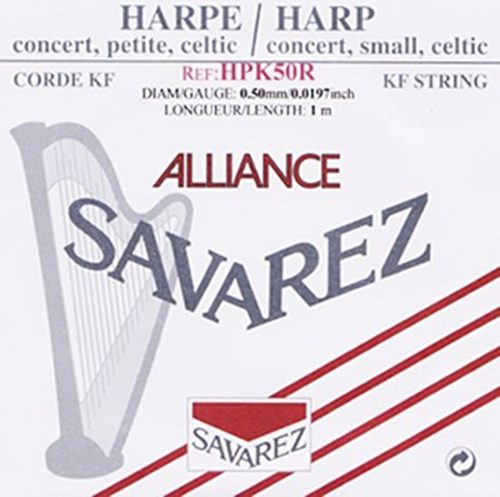 HPK-50R Savarez Alliance small or concert harp string, plain KF, 0,50mm, length: 1 meter, red