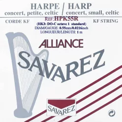   HPK-55-R Savarez Alliance small or concert harp string, plain KF, 0,55mm, length: 1 meter, red
