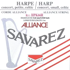   HPK-66R Savarez Alliance small or concert harp string, plain KF, 0,66mm, length: 1 meter, red