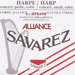   HPK-69R Savarez  small or concert harp string, plain KF, 0,69mm, length: 1 meter, red