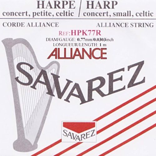 HPK-77R Savarez Alliance small or concert harp string, plain KF, 0,77mm, length: 1 meter, red