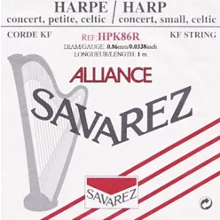   HPK-86R Savarez Alliance small or concert harp string, plain KF, 0,86mm, length: 1 meter, red