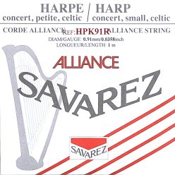   HPK-91R Savarez Alliance small or concert harp string, plain KF, 0,91mm, length: 1 meter, red