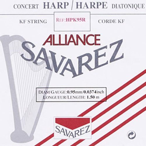 HPK-95R Savarez Alliance small or concert harp string, plain KF, 0,95mm, length: 1,50 meter, red