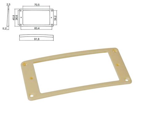 HPR-08-SCR Boston  pickup ring, humbucker, plastic, ivory, slanted, height: 2,5x 5,2mm, low