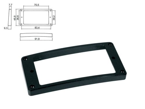 HPR-08-TBK Boston  pickup ring, humbucker, plastic, black, height: 7,7x 9,3mm, high, slanted