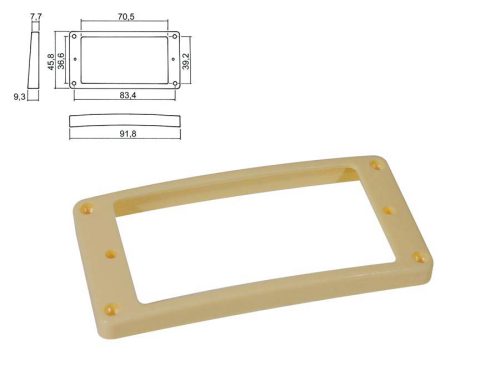 HPR-08-TCR Boston  pickup ring, humbucker, plastic, ivory, slanted, height: 7,7x 9,3mm, high