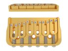 HS41060G Hipshot  6 string fixed guitar bridge, solid brass base plate, stainless steel saddles, gold