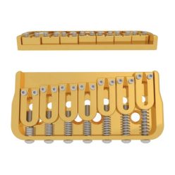   HS41070G Hipshot  7 string fixed guitar bridge, solid brass base plate, stainless steel saddles, gold