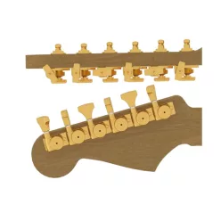   HS6K1GL0GST Hipshot  guitar tuner upgrade kit, 6 inline Grip-Lock, open gold staggered