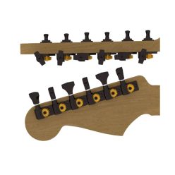   HS6K1GN0BST Hipshot  guitar tuner upgrade kit, 6 in line classic, open black