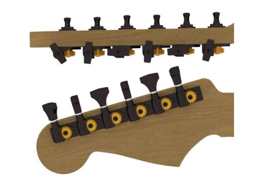 HS6K1GN0BST Hipshot  guitar tuner upgrade kit, 6 in line classic, open black