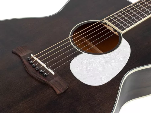 HSA-35-MBK Richwood Heritage Series auditorium guitar with solid cedar top, matt trans black