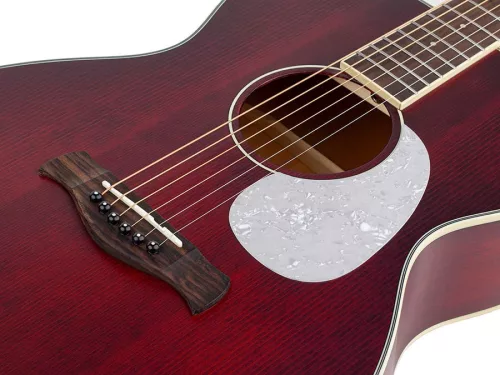 HSA-35-MRD Richwood Heritage Series auditorium guitar with solid cedar top, matt trans red