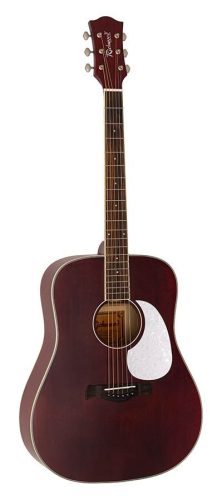 HSD-35-MRD Richwood Heritage Series dreadnought guitar with solid cedar top, matt trans red