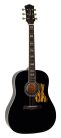 HSDS-42-BK Richwood Heritage Series dreadnought guitar with solid spruce top, black