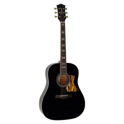   HSDS-42-BK Richwood Heritage Series dreadnought guitar with solid spruce top, black