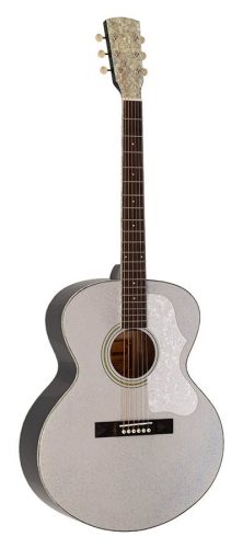 HSJ-55-GS Richwood Heritage Series jumbo guitar with solid spruce top, silver sparkle metallic