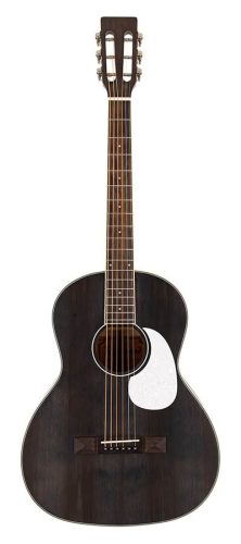 HSP-35-MBK Richwood Heritage Series parlor guitar with solid cedar top, matt trans black